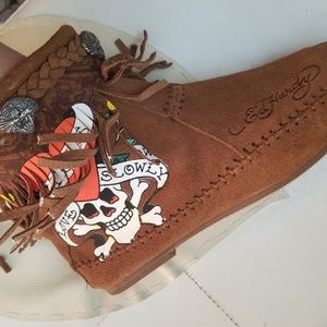 Ed Hardy suede ankle boots